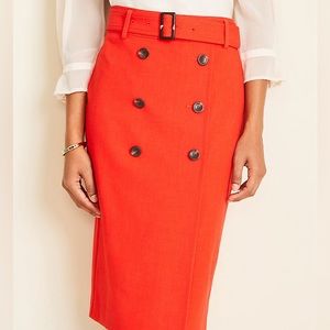Ann Taylor 2 petite trench pencil skirt in red